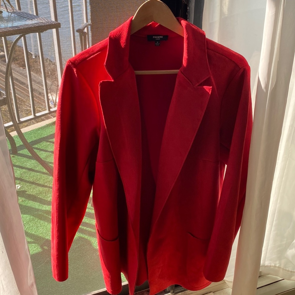 Faux leather blazer, beautiful red color